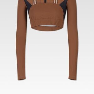 EVERLEY CHECK ATHLETE LEISURE LONG SLEEVE TOP